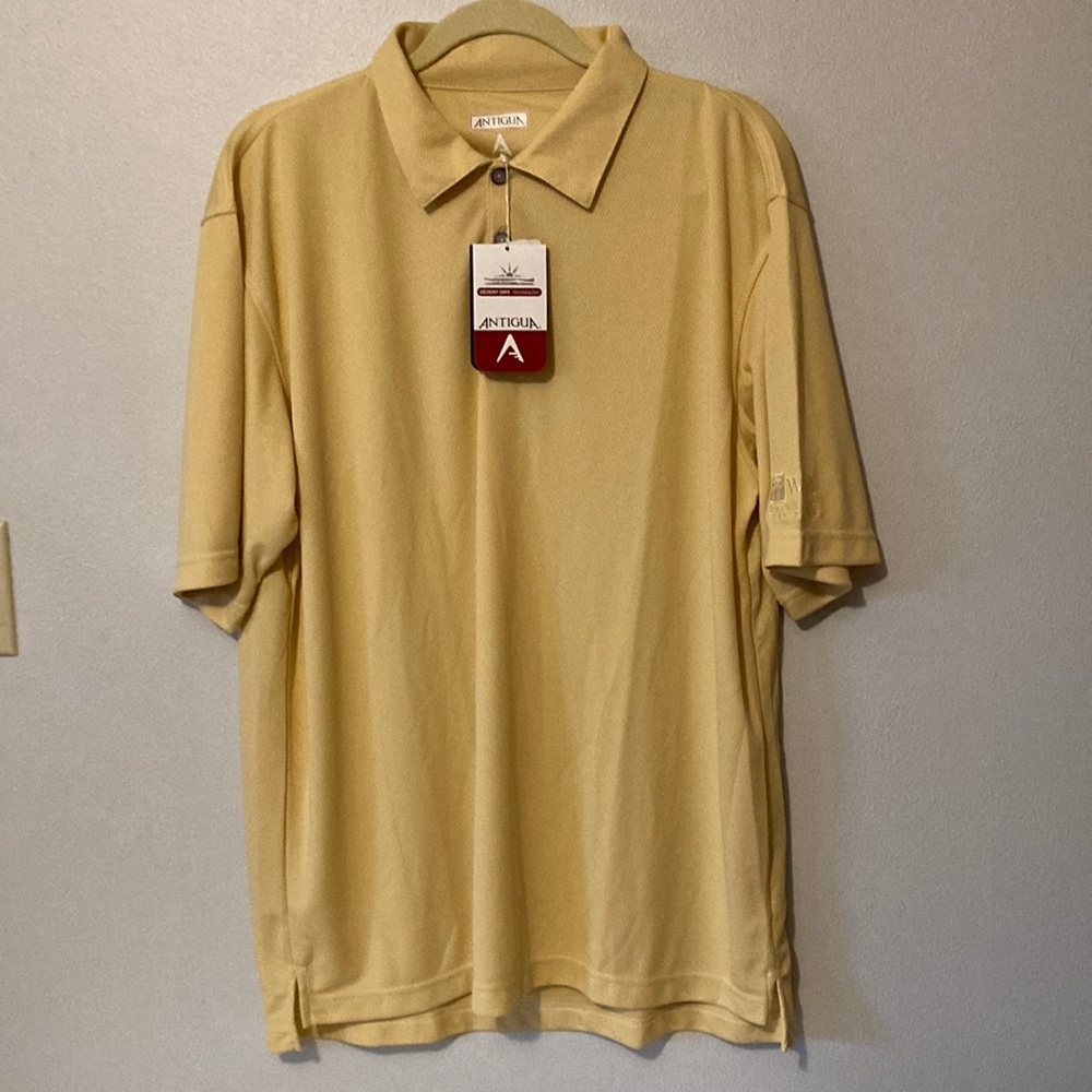Men’s Antigua L short sleeved polo light yellow/mustard NWT